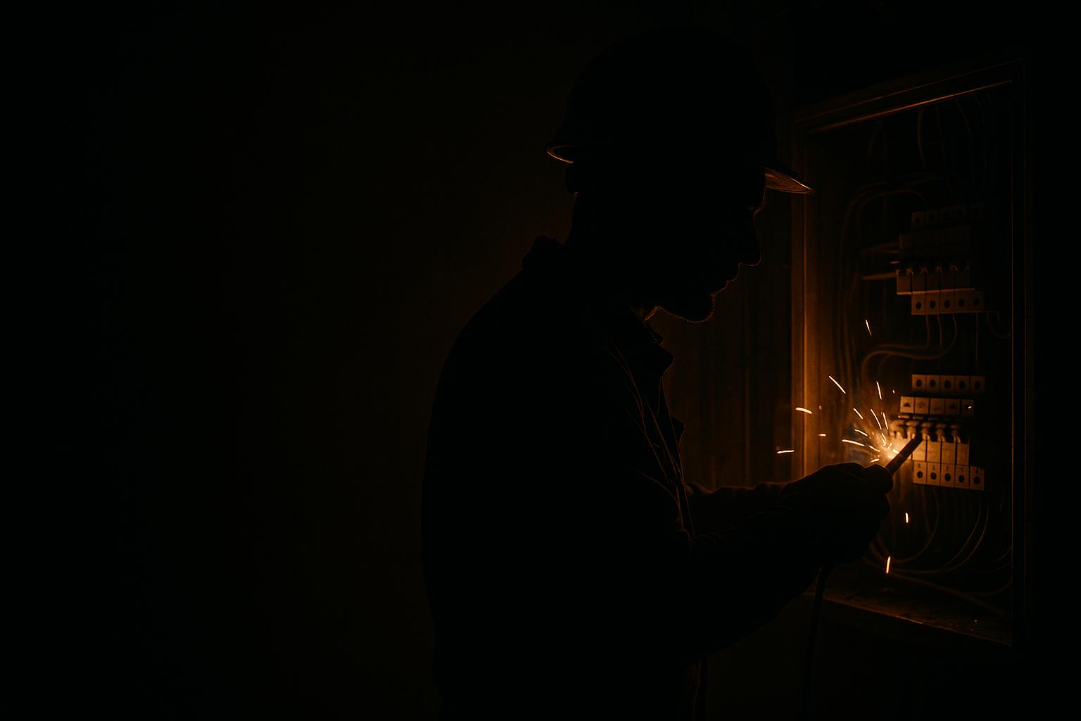 Lazo electrician working on an electrical panel